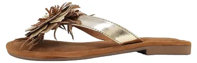 Image de Lazamani, chaussures plates, sandales, chaussures d'intérieur, dorées, décontractées