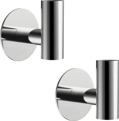Imagen del producto de 2 ganchos autoadhesivos para la pared, soporte para toallas de baño, soporte para toallas de cocina, acero inoxidable 304, gancho para abrigos, acabado plateado pulido