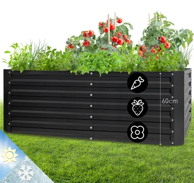 Image de Blumfeldt Jardiniere sur Pieds, Espace Potager sur Pied Jardinage Extérieur, Potager Surélevé en Hauteur, Potager Sureleve Exterieur Jardin et Balcon, Bac Potager sur Pied en Acier, 1200L, 2m