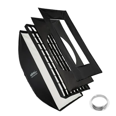 Produktbild von Walimex pro Studio Softbox 80x120cm + Elinchrom Adapter 15,2cmm, 360°, Schirmfunktion, inkl. Grid, Masken, Bowens Adapter und Transporttasche, ideal für Produkt- und Peoplefotografie