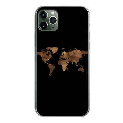 Produktbild von MuchoWow® Handyhülle Schutzhülle Hülle für iPhone 11 Pro Max Weltkarte - Stoff - Karte Silikon Softcase Handy Hülle - Schutz
