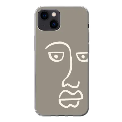 Produktbild von MuchoWow® Handyhülle Schutzhülle Hülle für iPhone 13 mini Gesicht - Abstrakt - Strichzeichnung Silikon Softcase Handy Hülle - Softcase