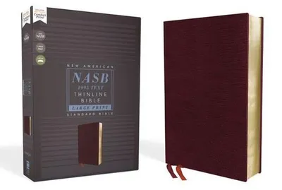Produktbild von Nasb, Thinline Bible, Large Print, Lederfaserstoff, Burgundy, Red Letter Edition, 1995 Text, Comfort Print
