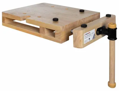 Image de Établi mobile avec étau 360 x 300 mm - plateau bois et poignée de transport