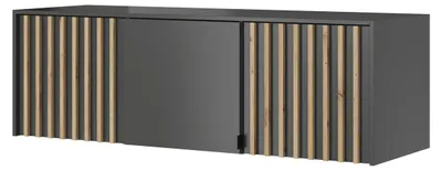 Produktbild von Schrankaufsatz Aufsatz für Kleiderschrank STILO 3D 155 cm Graphit Lamellen Artisan Eiche