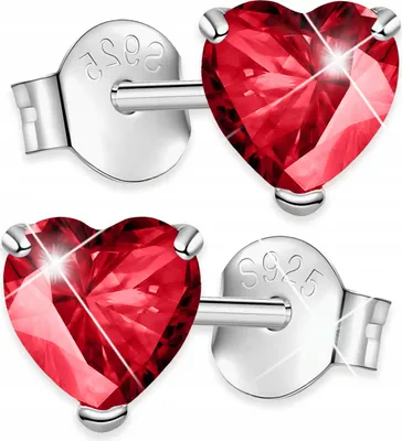 Produktbild von Silber Ohrringe Rot Kristall Herzen Rubin Zirkonia SILBER 925