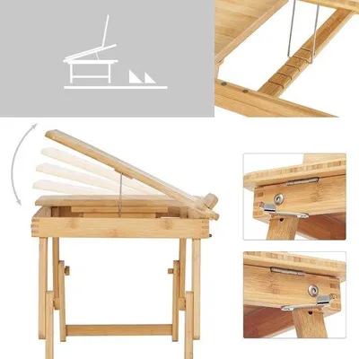 Produktbild von Famanu Laptop-Tisch für das Bett, klappbar - Frühstückstisch mit verstellbaren Beinen