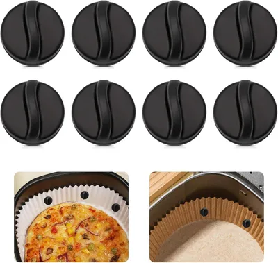 Produktbild von Magnete für Backpapier im Airfryer, Silikonbefestigungen, 8 Stück | Zubehör für Heißluftfritteusen, Hitzebeständige Halterung für sicheren Halt und Verrutschschutz