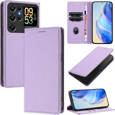 Produktbild von Litchi Leder Handyhülle für Oukitel C62 / C62 Pro Wallet Kartenfächer Standfunktion Hülle Violett