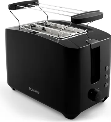 Produktbild von Bomann® kompakter Toaster 2 Scheiben | Toaster mit Auftau-/Aufwärm-/Schnellstoppfunktion | Toaster mit Brötchenaufsatz |Toaster schwarz TA 6065 CB