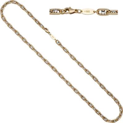 Produktbild von JOBO Halskette Kette 585 Gold Gelbgold Weißgold bicolor 50 cm Goldkette Karabiner