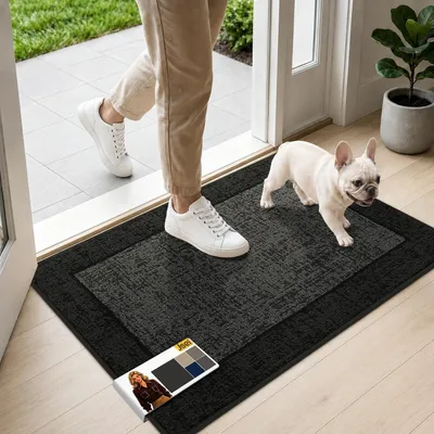 Produktbild von Schmutzfangmatte Innen 60 x 90 cm Dunkelgrau Waschbar Rutschfest Wasserabsorbierend