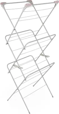 Obrázok produktu pre Trojposchodový sušiak na bielizeň 64 x 45 x 138 cm, ružovo-sivý, vnútorný aj vonkajší