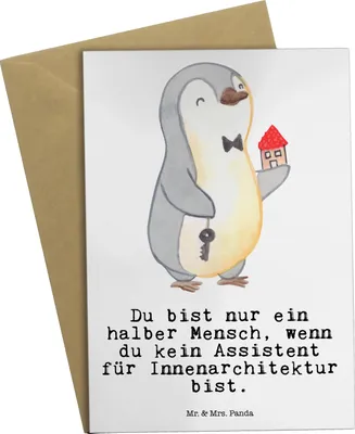 Produktbild von Mr. & Mrs. Panda neujahrskarte Assistent für Innenarchitektur Herz - Weiß - Geschenk, glückwunschkarten, osterkarten, weihnachtskarten, dankeskarten, hochzeitskarten