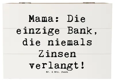 Produktbild von Mr. & Mrs. Panda Box Spruch Mutter Bank 22 x 15 cm - Weiß - Geschenk, Schatzkiste, geschenkkiste, Familie, Kiste, Einzigartigkeit, Mutterliebe, Truhe, schmuckbox, Lächeln