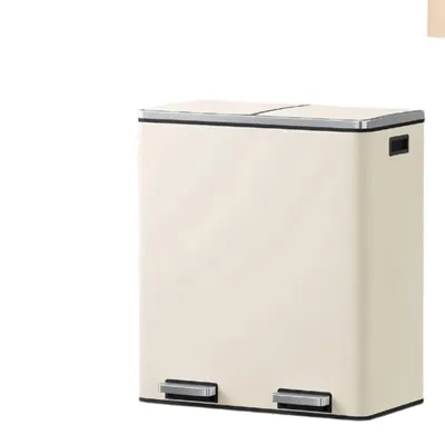 Immagine prodotto di Contenitore per rifiuti con 2 scomparti – Acciaio – 59 x 36,5 x 65,2 cm – Con pedale