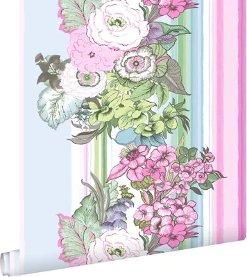 Produktbild von ESTAhome Tapete Blumenmuster Hellrosa und Türkis 53 cm x 10.05 m