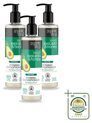 Image de 3 x Après-shampoing naturel réparateur de Organic Shop - Avocat et miel - 280 ml - Pack économique - 3 pièces