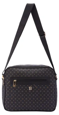 Productafbeelding van Iduna Schoudertas Dames Ecopelle Ritssluiting en Meerdere Vakken Nero E Marrone UNICA 24x29x11 cm 4019-BLACK_BROWN