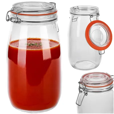 Produktbild von KADAX Einmachglas 1,5L mit Bügelverschluss, luftdichtes Bügelglas mit Gummidichtung und Glasdeckel, Gurkenglas, großes Vorratsglas aus Glas, Fermentierglas, KI-generiertes Bild