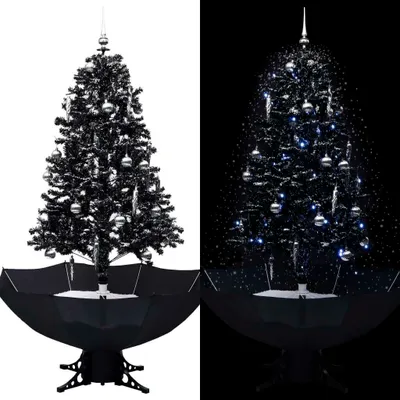 Obrázok produktu pre The Living Store Zasnežený vianočný stromček s podstavcom pod dáždnik čierny 170 cm PVC