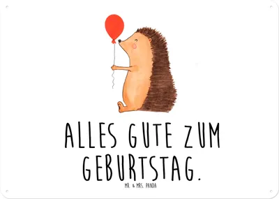 Produktbild von Mr. & Mrs. Panda tafel Igel Luftballon DIN A4 - Weiß - Geschenk, Lustige Sprüche, Schild, Dekoschild, Herzlichen Glückwunsch, Geburtstag, Wandbild, Blechschild, Türschild