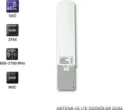 Zdjęcie produktu dla Qoltec 57014, 30 dBi, 0.6 - 2.7 GHz, 50 Ω, Antena dookólna, Polaryzacja pionowa, Biały