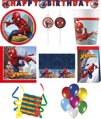 Produktbild von 158-tlg. Set Kindergeburtstag Party Feier Fete Deko Motto Spiderman Crime Fighter
