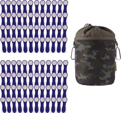 Produktbild von trendfinding 96 Wäscheklammern Indigo-Weiß Edelstahl und 1 Wäscheklammerbeutel Camouflage