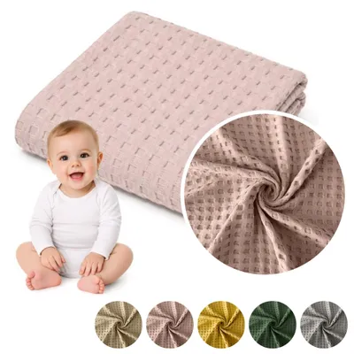Produktbild von MEBLEODNOWA, Babydecke, Kinderdecke, Waffeldecke, 70 × 100 cm, Rosa, 100 % Baumwolle, Pflegeleicht, Leichte, Weiche, für Kinderwagen, für Babybett