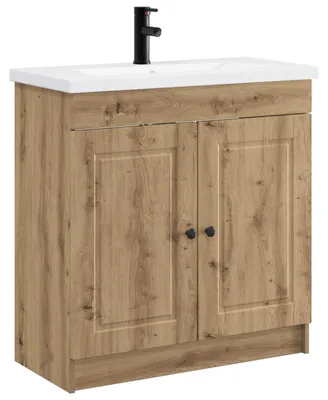Image de Ensemble de mobilier de salle de bain Chêne artisanal