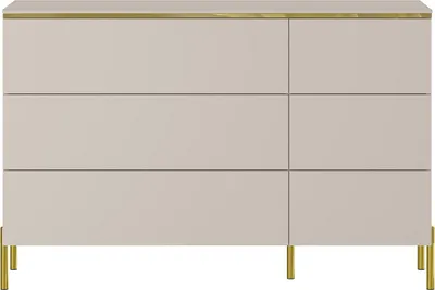 Produktbild von Kommode mit 6 Schubladen - Beige & Goldfarben - VUKIA
