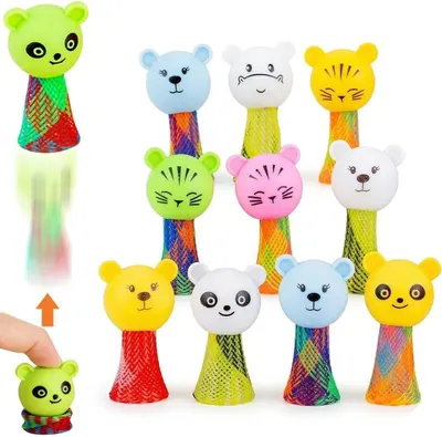 Productafbeelding van Springspeelgoed - Set van 10 - Kleine springpop - Grappige springpop - Minifiguren met veer voor kinderen
