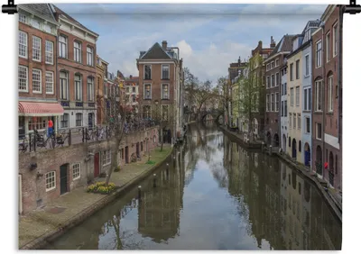 Produktbild von MuchoWow® Wandteppich Wandbehang Architektur - Utrecht - Kanal 150x112 cm Tapisserie Dekoration Wandtuch - Wanddecke - Wandteppiche
