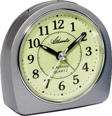 Image de Atlanta 1586/19 Réveil quartz analogique argenté silencieux sans tic-tac avec lumière snooze