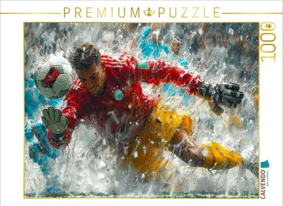 Produktbild von CALVENDO Puzzle Fußball Torwart, Akrobatik | 1000 Teile Lege-Größe 64x48cm Foto-Puzzle für glückliche Stunden