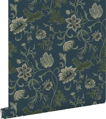 Zdjęcie produktu dla ESTAhome Tapeta zabytkowe kwiaty ciemnoniebieskimIzielonym 53 cm x 10.05 m