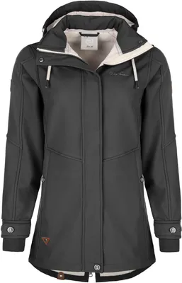 Produktbild von Dry Fashion Damen Softshell-Mantel Wien mit wattiertem Fleece-Innenfutter - Softshelljacke mit abnehmbarer Kapuze in Anthrazit Größe 36