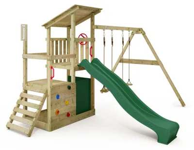 Produktbild von Kletterturm FATMOOSE FruityForest Fun mit SuperSwing und Rutsche, grün