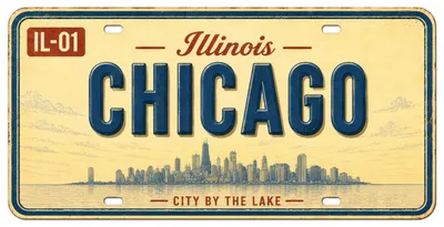 Produktbild von Blechschild 15x30cm - Chicago City By The Lake Retro Illinois USA Nummernschild
