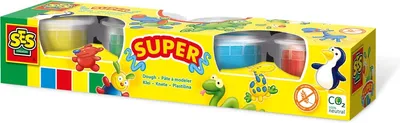 Obrázok produktu pre SES Creative 00465, Modelárska hlina, Modrá, Zelená, Červená, Žltá, Detské, 4 kusov, Plastový kalíšok, 4 farba/farieb