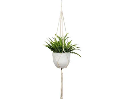 Produktbild von Makramee Blumenampel L 120 cm Baumwolle weiß