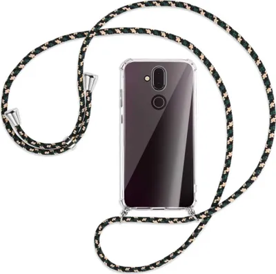 Produktbild von Handykette Backcover-Schutzhülle mit Band (Metall silberfarben) für Nokia 8.1 - camouflage