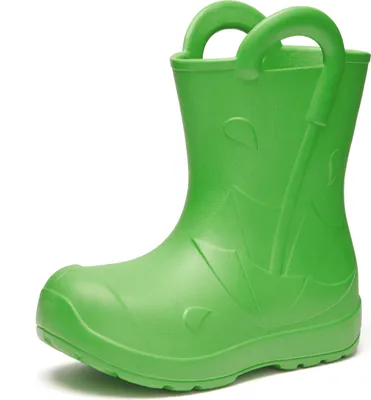 Produktbild von Ladeheid x Camminare Gummistiefel Kinder aus ultraleichtem EVA, wasserdicht, rutschfest und bequem, mit elegant geprägtem Splash-Design aus Wellen, Tropfen, Regenschirm LA-CA-20 (Grün,22/23 EU)