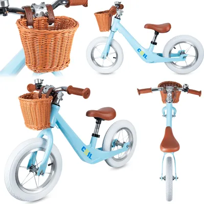 Produktbild von COIL Kinderlaufrad, Fahrrad-Laufrad Lauflernrad, Rutscher, Balance Bike, Rahmen aus Magnesiumlegierung, 12-Zoll-Lufträder, Korb, Klingel, Blau