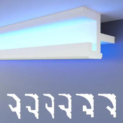 Produktbild von HEXIMO LED Stuckleisten 2in1, indirekte Beleuchtung Deckenleisten XPS Styropor-Deckenstuck Styroporleisten für Decken (20,4 Meter HLED 20)