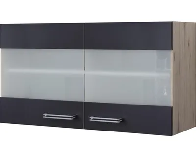 Obrázek produktu pro Kuchyňská skříňka horní se skleněnými dvířky Flex Well Santo šířka 100 cm antracit