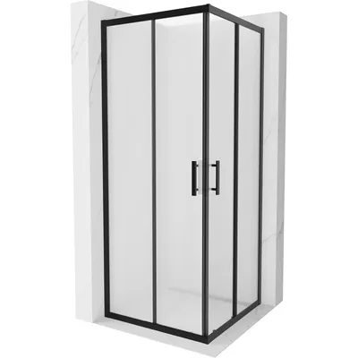 Obrázek produktu pro Mexen Rio čtvercový sprchový kout 80 x 80 cm, Vzor jinovatky, Černá - 860-080-080-70-30