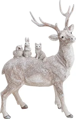 Produktbild von Hirsch mit Glitter aus Polyresin, Weiß