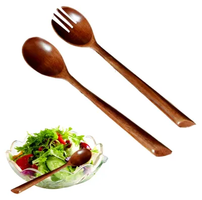Produktbild von Holzlöffel und Holzgabel für Dessert, Suppe und Tee (2 Stück)